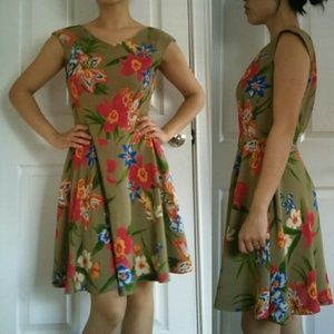 Vintage fit and flare tropical dress